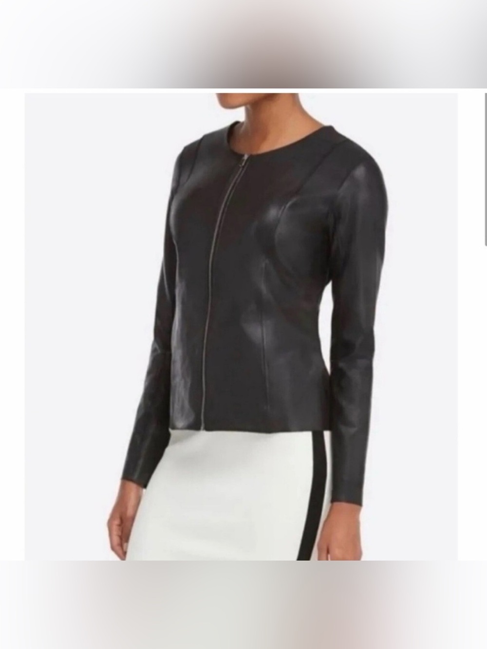 SPANX Black Faux Leather Zip-Front Jacket
